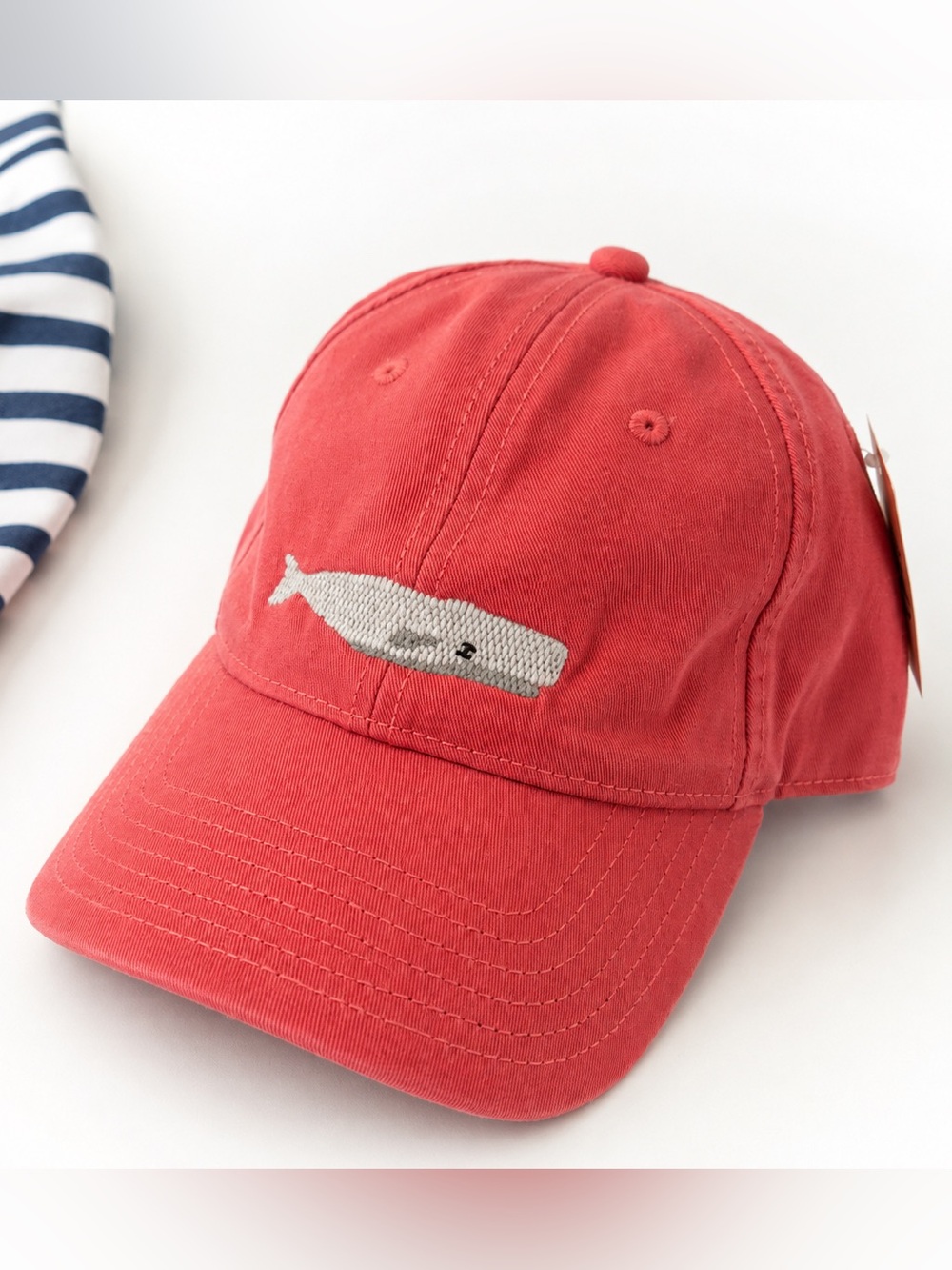NWT Harding Lane White Whale Needlepoint Hat New England Red Adult OS